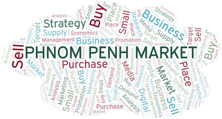 Obraz premium Phnom Penh Market word cloud. Vector made with text only.