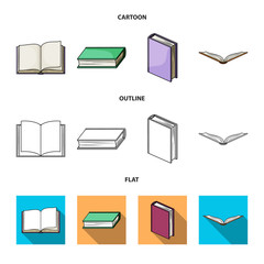 Vector illustration of library and textbook icon. Collection of library and school stock vector illustration.