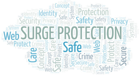 Fototapeta na wymiar Surge Protection word cloud. Wordcloud made with text only.