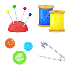 Vector design of atelier and sewing sign. Set of atelier and tailoring stock vector illustration.