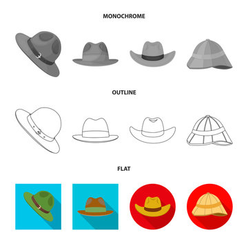 Isolated object of hat and cap symbol. Set of hat and model stock symbol for web.