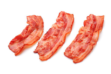 Fried bacon on white background
