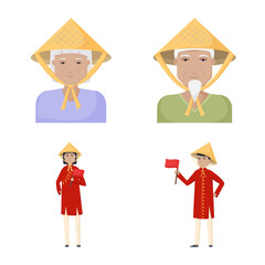Vector illustration of vietnam and tourism icon. Collection of vietnam and travel vector icon for stock.