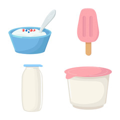 Vector design of dairy and fresh logo. Set of dairy and food stock vector illustration.