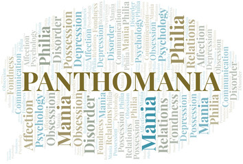 Obraz premium Panthomania word cloud. Type of mania, made with text only.