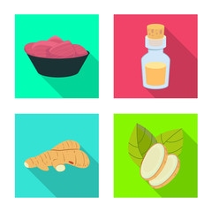 Vector design of fresh and product logo. Set of fresh and asian stock vector illustration.