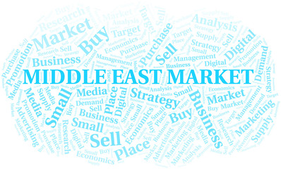 Middle East Market word cloud. Vector made with text only.