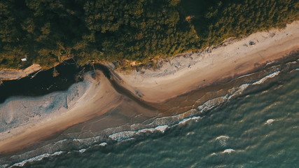 Sunset near coastline Baltic sea Jurkalne Aerial view Latvia