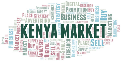 Fototapeta premium Kenya Market word cloud. Vector made with text only.