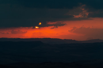 Fototapeta na wymiar Wonderful Sunset in the Clouds, Mazzarino, Caltanissetta, Sicily, Italy, Europe