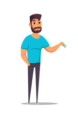 Man donating money flat vector illustration
