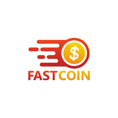 Fast Coin Logo Template Design Vector, Emblem, Design Concept, Creative Symbol, Icon