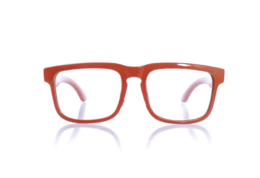 orange glasses isolated on white background.