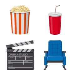 Vector illustration of cinema and theater symbol. Collection of cinema and entertainment stock symbol for web.