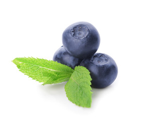 Fresh ripe blueberry on white background