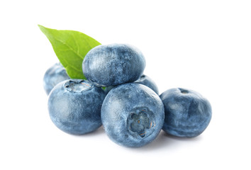 Ripe blueberry on white background