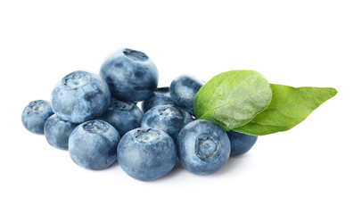 Ripe blueberry on white background