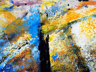 Hand draw colorful texture oil painting abstract background on wooden.