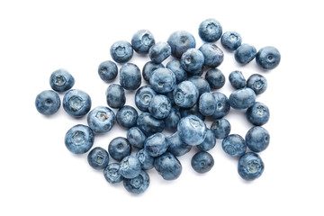 Many ripe blueberry on white background