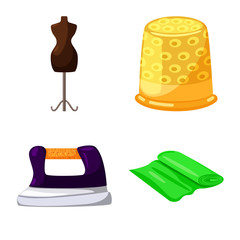 Vector design of atelier and sewing logo. Set of atelier and tailoring vector icon for stock.