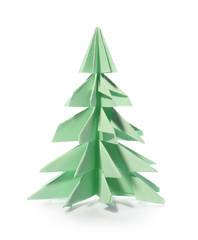Paper Christmas tree on white background