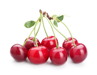 Tasty ripe cherry on white background