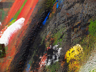 Hand draw colorful texture oil painting abstract background on wooden.