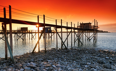 the carrelets fishing huts in Angoulins coast in charente maritime coast