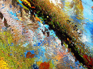 Hand draw colorful texture oil painting abstract background on wooden.