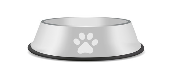 Pet Feeding Bowl On Black Rubber Base - Vector Illustration - Isoalted On White Background