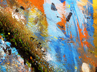 Hand draw colorful texture oil painting abstract background on wooden.