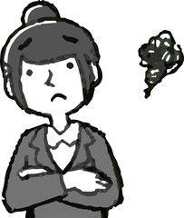 Illustration of a job-hunting girl student face and pose