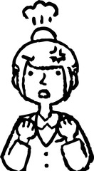 Monochrome Illustration of a job-hunting girl student face and pose