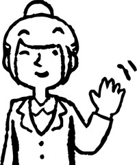 Monochrome Illustration of a job-hunting girl student face and pose