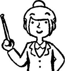 Monochrome Illustration of a job-hunting girl student face and pose