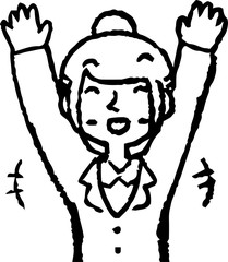 Monochrome Illustration of a job-hunting girl student face and pose