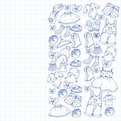 Children clothes. Background for babies, kids patterns.