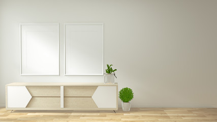Interior poster frame mock up living room with  white sofa room minimal design. 3D rendering.