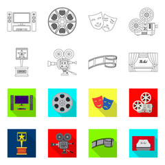 Vector illustration of television and filming icon. Set of television and viewing vector icon for stock.