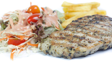 Grilled Beef Steak Isolated. Clipping path