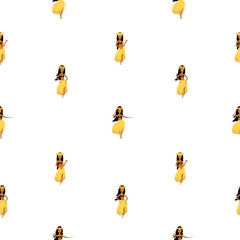 Hawaiian dancer seamless pattern isolated on white background, vector illustration.