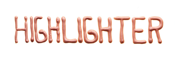 Gently beige strokes and texture of face highlighter or acrylic paint isolated on white background