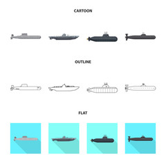 Vector illustration of war and ship icon. Set of war and fleet stock vector illustration.