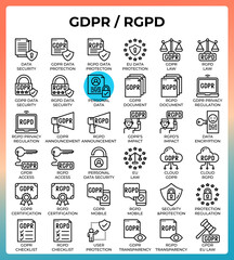 General data protection regulation (GDPR/RGPD) concept icons