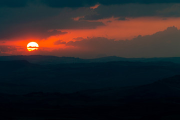 Wonderful Sunset in the Clouds, Mazzarino, Caltanissetta, Sicily, Italy, Europe