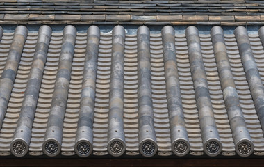 Japanese traditional grey roof tile as background