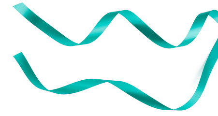 Green ribbon border isolated on white background close up