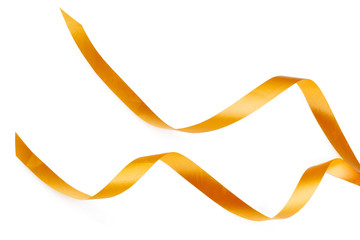 Satin golden ribbon isolated on white background