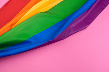 Obraz premium Fabric texture of gay rainbow flag close up