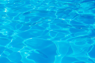 Plakat Clear transparent light blue water in the pool. Texture, water background in the pool_